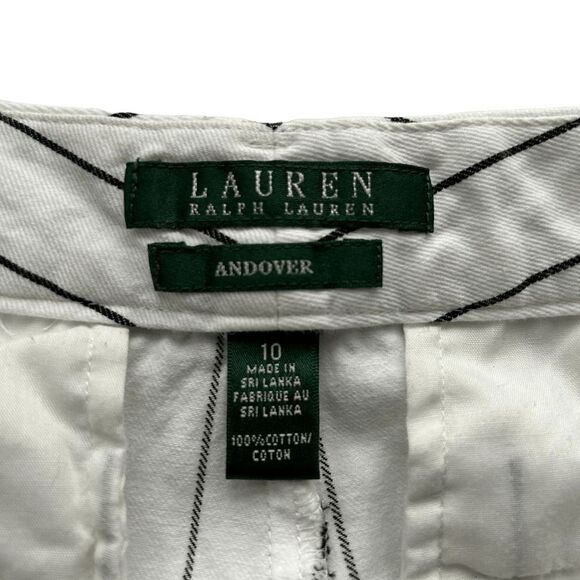 Lauren Ralph Lauren Andover White Striped wide straight leg Trousers Size 10 - Picture 6 of 6